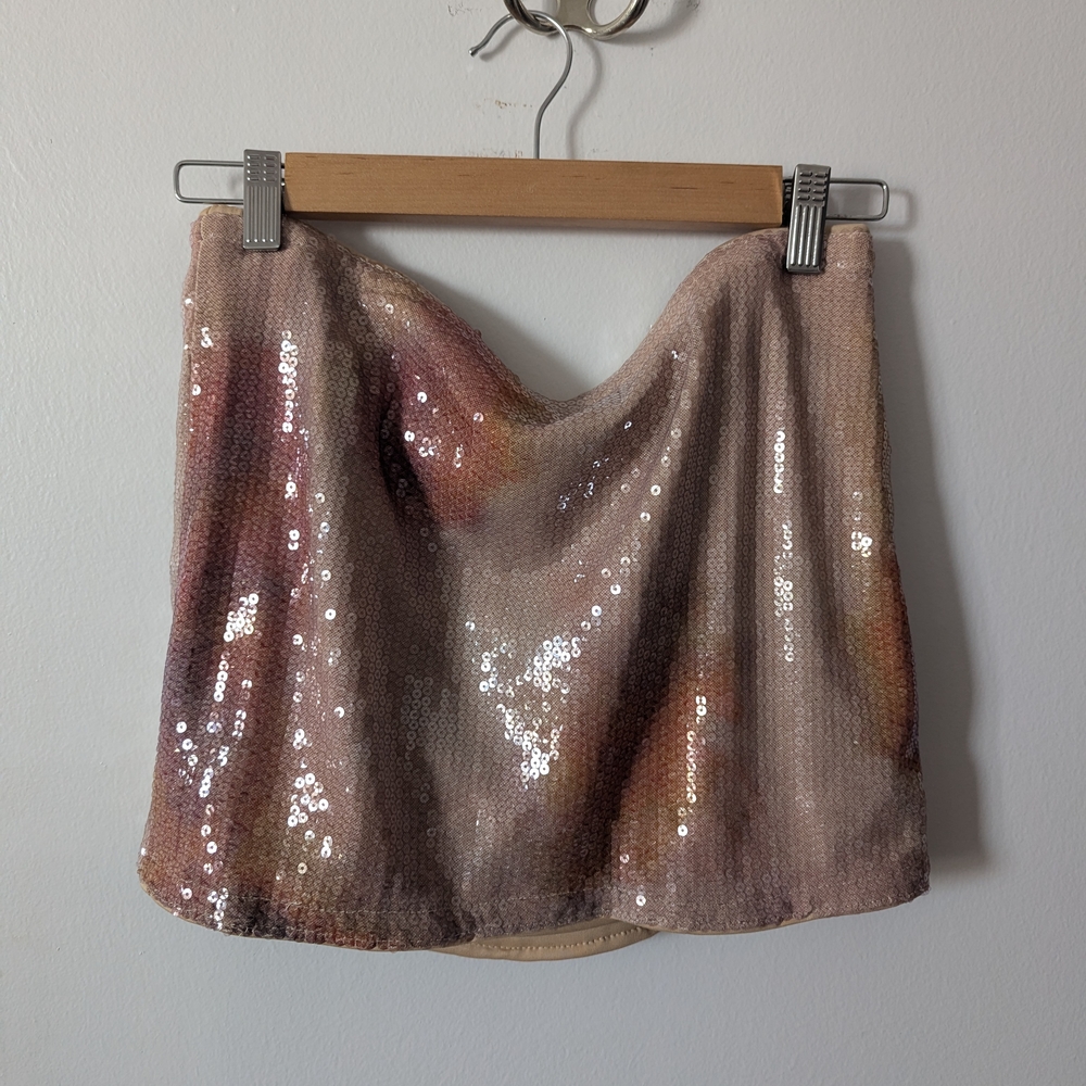 Sequin Beige and Pink Skirt